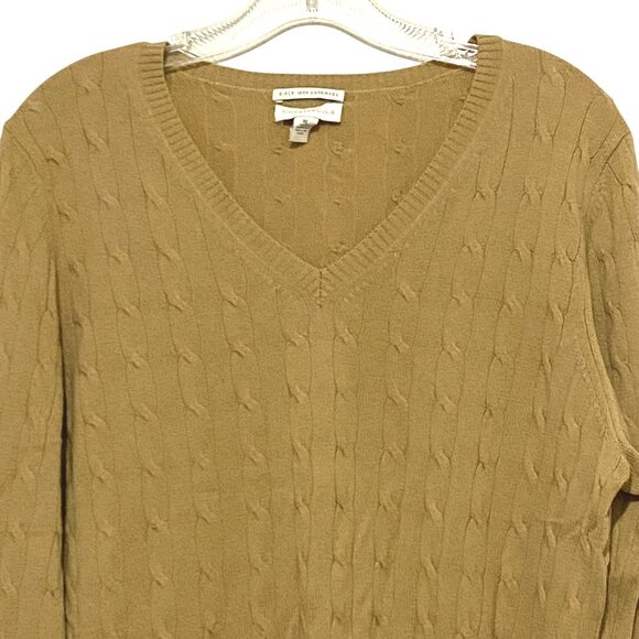 Charter Club Cashmere Cable Knit Sweater Womens XL Tan Preppy Academia Career - Picture 1 of 5